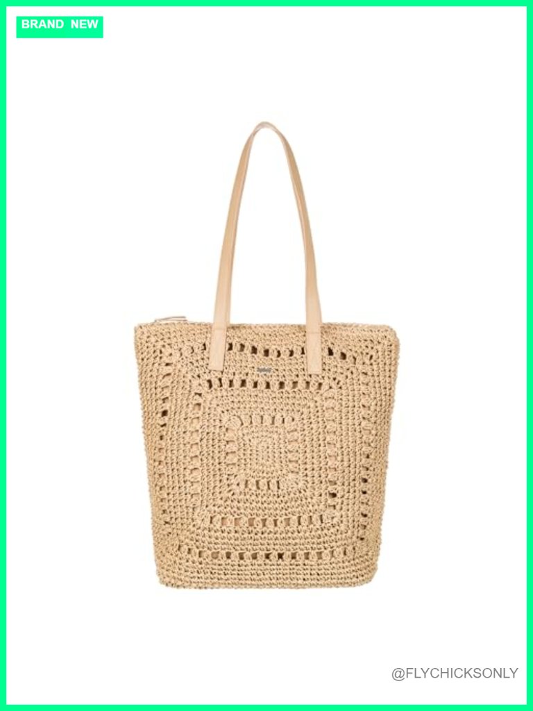 Straw Beach Tote Bag With Zip Closure - Lightweight Travel Vacation Bag